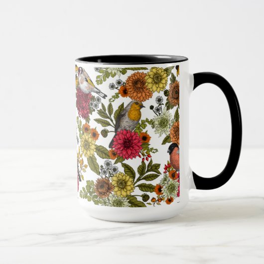庭の鳥と花 1 マグカップ (右)