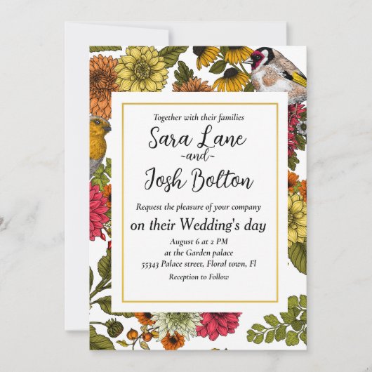 庭の鳥と花 1 招待状 (正面)