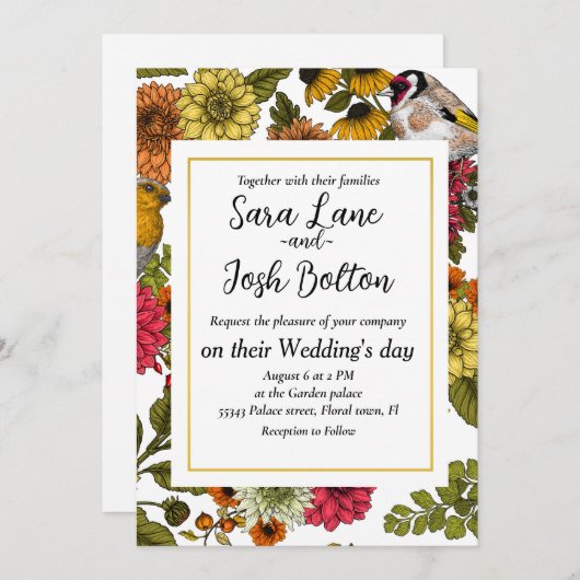 庭の鳥と花 1 招待状 (正面/裏面)