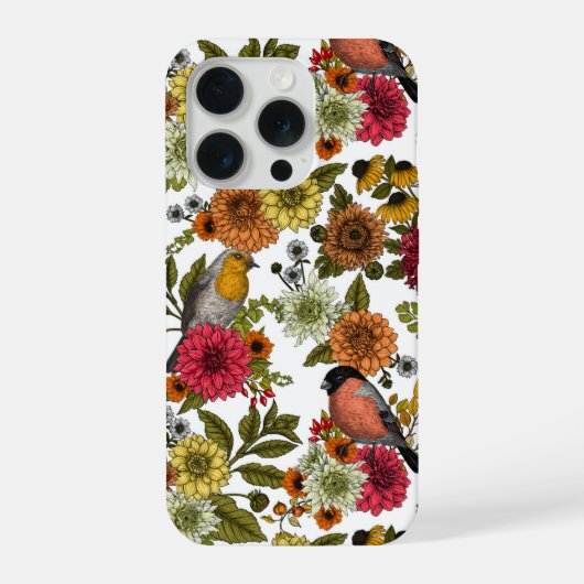 庭の鳥と花 1 iPhoneケース (裏面)