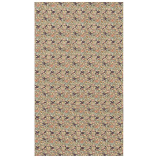 庭の鳥：ウィリアム・モリスインスパイア テーブルクロス (正面)