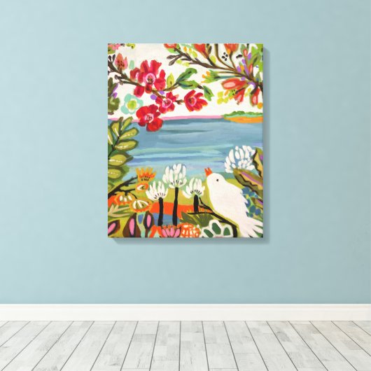 庭の鳥 キャンバスプリント (インサイチュ (ウッドフロア))