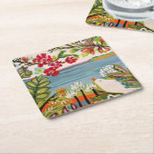 庭の鳥 スクエアペーパーコースター (アングル)