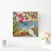 庭の鳥 スクエア壁時計 (ホーム)