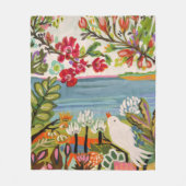 庭の鳥 フリースブランケット (正面)