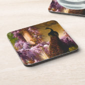 庭の鳩と孔雀 コースター (左側)