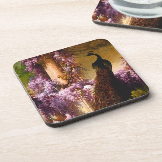 庭の鳩と孔雀 コースター (左側)