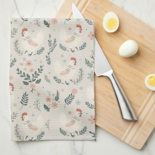 庭の鶏 キッチンタオル (四つ折り)