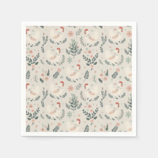 庭の鶏 スタンダードカクテルナプキン (正面)