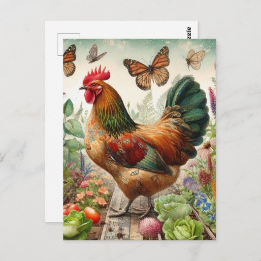 庭の鶏 ポストカード (正面/裏面)