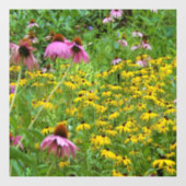 庭の黄色と紫の花 ウィンドウサイン (シート)