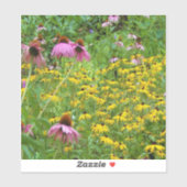 庭の黄色と紫の花 シール (シート)