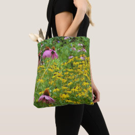 庭の黄色と紫の花 トートバッグ