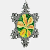 庭の黄色のユリ スノーフレークピューターオーナメント (左)