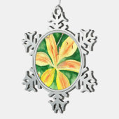 庭の黄色のユリ スノーフレークピューターオーナメント (右)