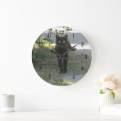 庭の黒猫 ラージ壁時計 (ホーム)