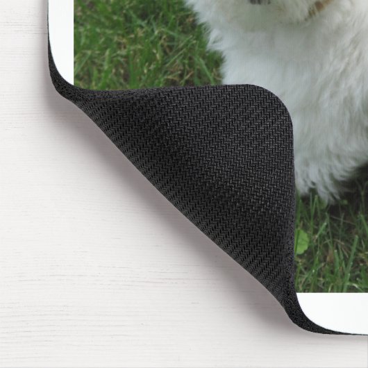 庭のHavaneseの子犬 マウスパッド (コーナー)