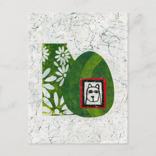 庭はがき内の犬 ポストカード (正面)