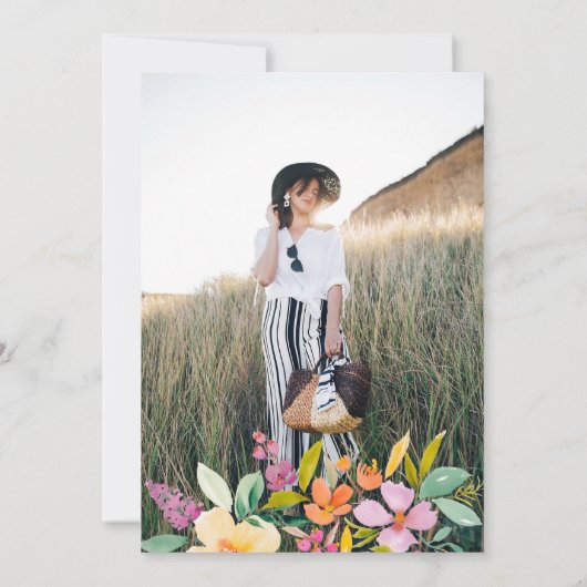 庭はっきりした水色花卒業式 招待状 (裏面)