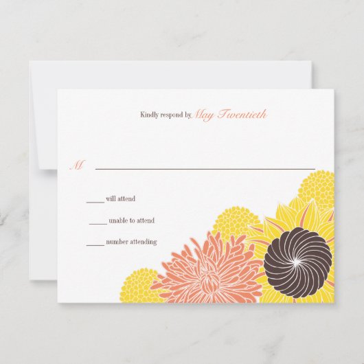 庭は応答結婚式の活気付きます 出欠カード (正面)