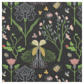 庭は、蝶、バッタ、てんとう虫開花します ファブリック (クローズアップ)