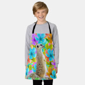 庭よくはしゃぐ園:三色の花の中でメルカット エプロン (着用した状態)