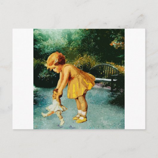 庭を散歩に出る ポストカード (正面)