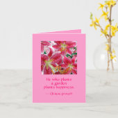 庭を植える者は幸福を植える。ノートカード カード (黄色い花)