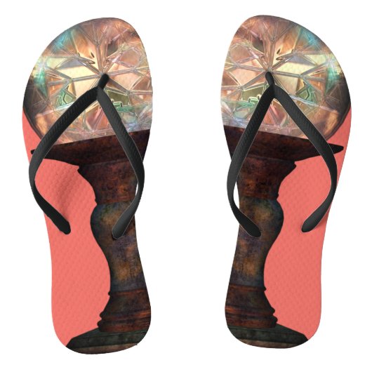 庭を眺めるグローブコーラルピンクのステンドグラスの外観 ビーチサンダル (ソール)