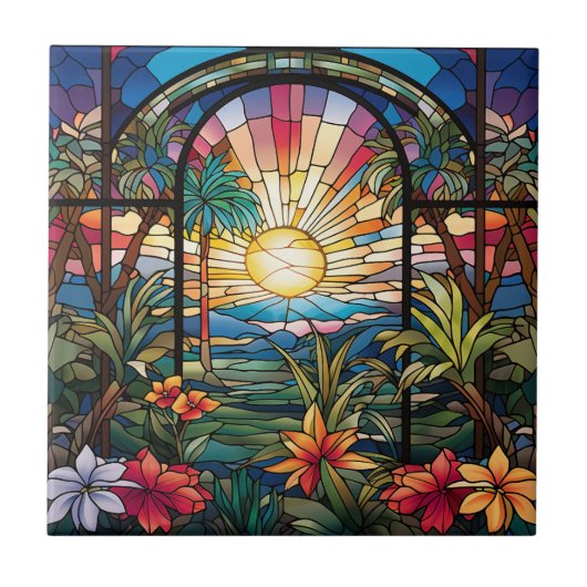 庭エレガントフェイクステンドグラス タイル (正面)