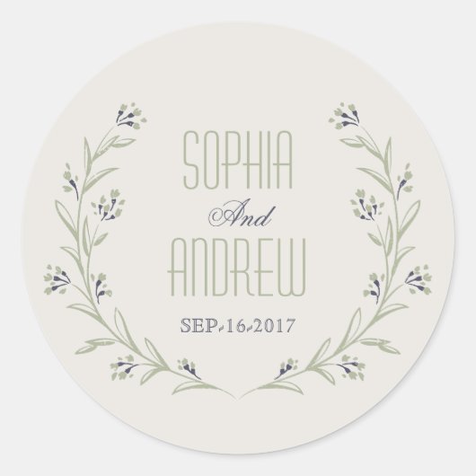庭エレガントフローララス結婚トのモノグラム ラウンドシール (正面)