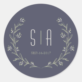 庭エレガントフローララス結婚トのモノグラム ラウンドシール