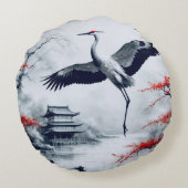 庭エレガント日本のでク日本のレーン ラウンドクッション (裏面)