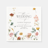 庭エレガント花水彩フローラ結婚ズ スタンダードカクテルナプキン (正面)