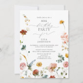 庭エレガント花水彩第60誕生日 招待状 (正面)