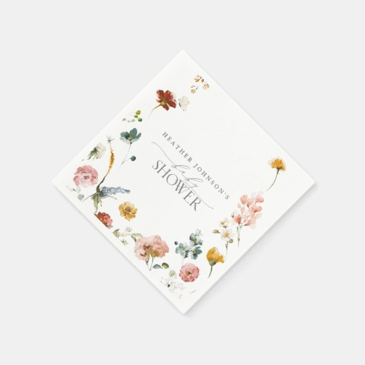 庭エレガント花水彩赤ちゃんシャワー スタンダードカクテルナプキン (角)