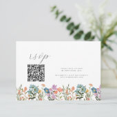 庭カラフルの水彩ワイルドフラワーQR結婚ズ 出欠カード (スタンド正面)