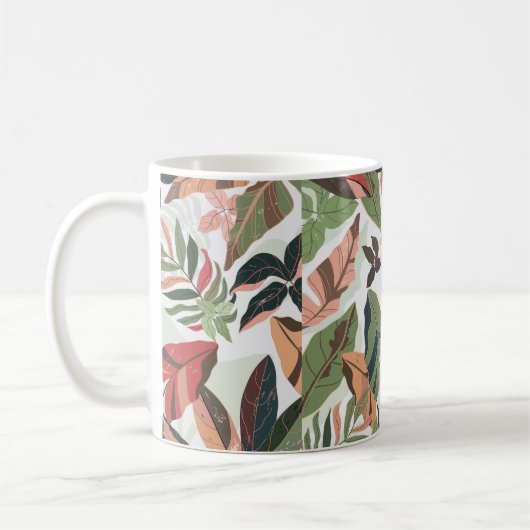 庭カラフルの葉，イラストレーションヴィンテージ  コーヒーマグカップ (左)