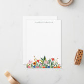 庭カラフルフローラパーソナライズされた文具 ノートカード (正面/裏面インサイチュ)