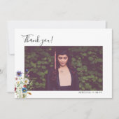 庭カラフル花の卒業ありがとう写真 サンキューカード (正面)