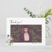 庭カラフル花の卒業ありがとう写真 サンキューカード (スタンド正面)