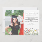 庭カラフル花の卒業ありがとう写真 サンキューカード (裏面)