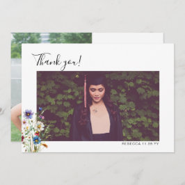 庭カラフル花の卒業ありがとう写真 サンキューカード