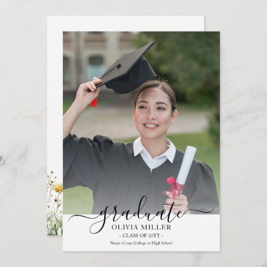 庭カラフル花卒業発表 シーズンカード (正面/裏面)