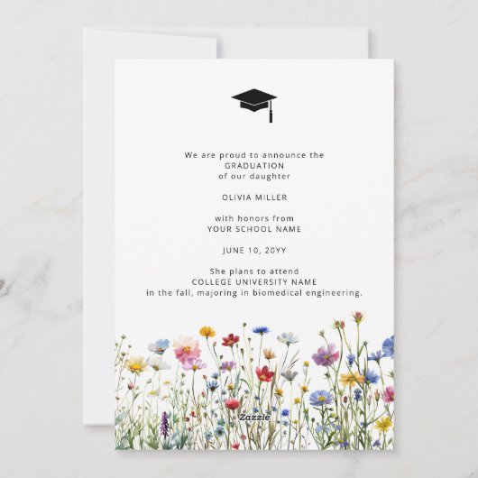 庭カラフル花卒業発表 シーズンカード (裏面)