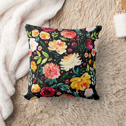 庭カラフル花模様モノグラカスタムム クッション (ブランケット)