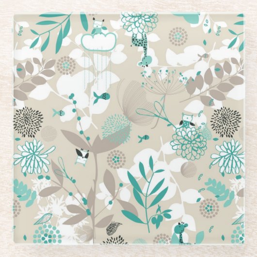 庭パターン ガラスコースター (正面)