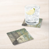 庭パネ葉ル、花、草 スクエアペーパーコースター (インサイチュ)