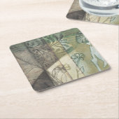 庭パネ葉ル、花、草 スクエアペーパーコースター (アングル)