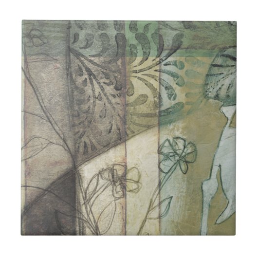 庭パネ葉ル、花、草 タイル (正面)